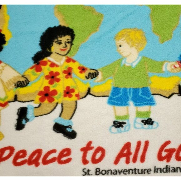 Indian Mission Fleece Lap Blanket St. Bonaventure World Peace Gods Children Kids - Picture 5 of 8